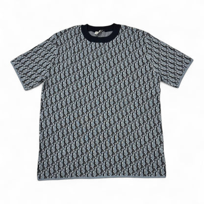 🖤 Dior Oblique Jacquard Tee – Blue/Black All-Over Monogram Edition 🔷✨
