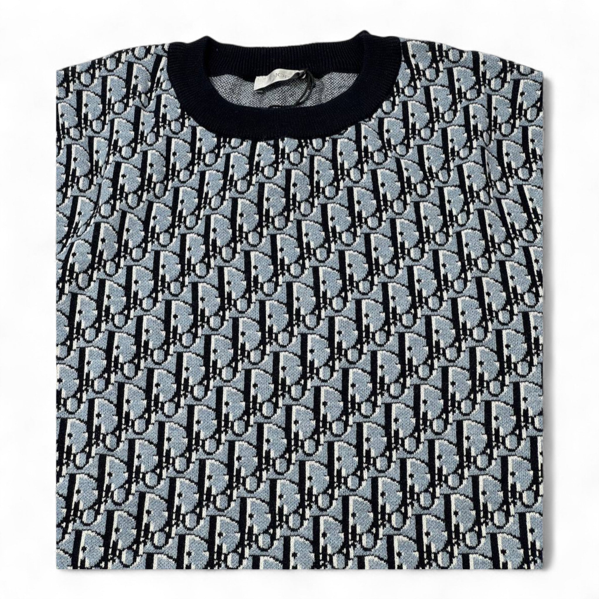 🖤 Dior Oblique Jacquard Tee – Blue/Black All-Over Monogram Edition 🔷✨