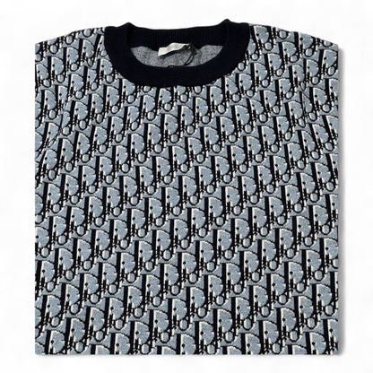 🖤 Dior Oblique Jacquard Tee – Blue/Black All-Over Monogram Edition 🔷✨