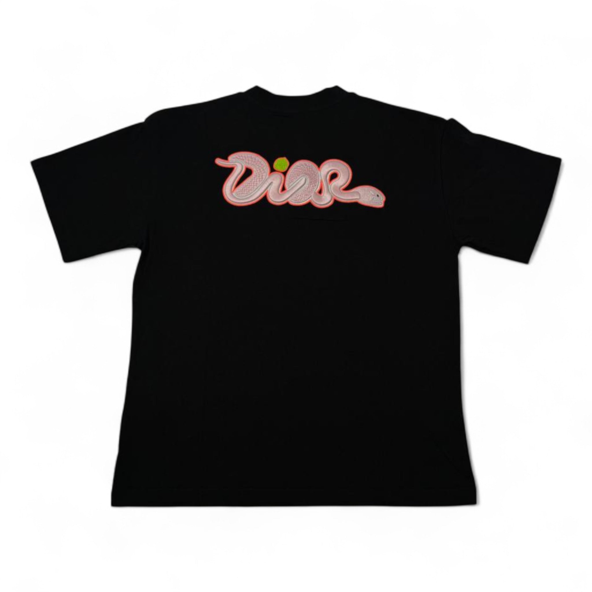 🐍 Dior Snake Script Tee – Black Edition with Embroidered Back Graphic 🔥🖤