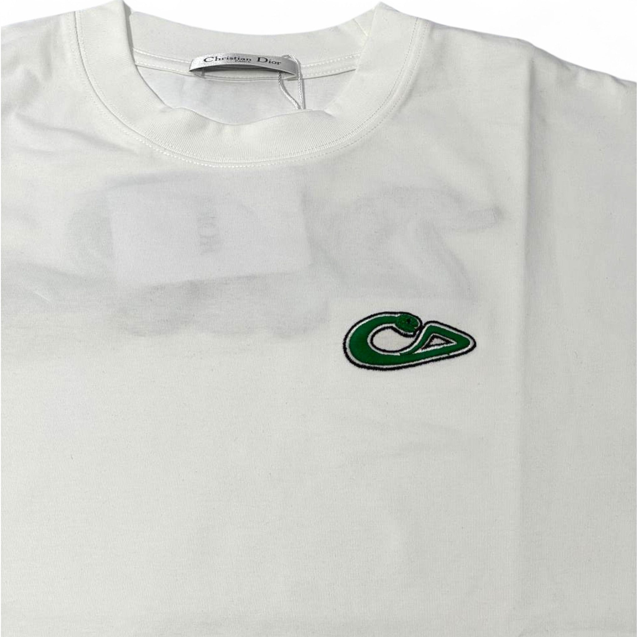 🐍 DIOR White Snake Logo Tee – Venomous Style, Timeless Cool 👕