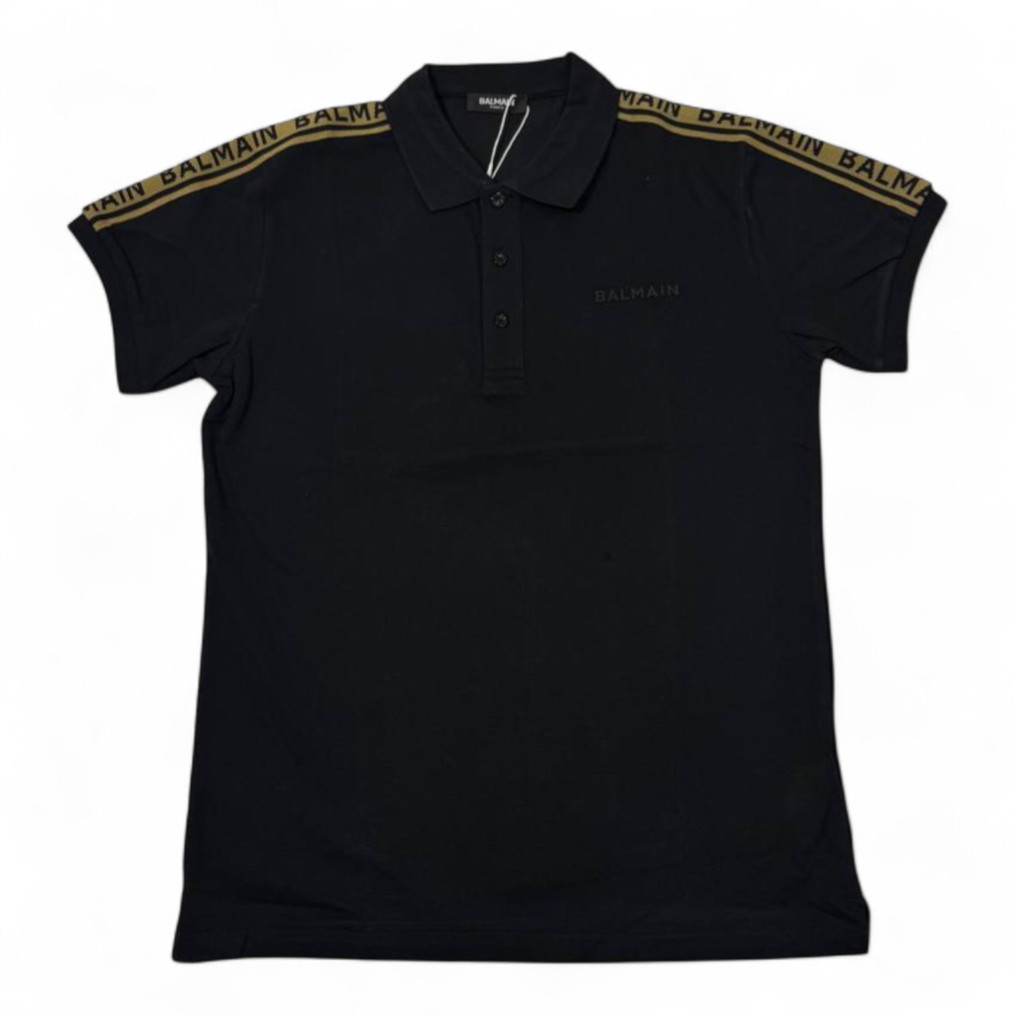 🖤 BALMAIN Black Logo Tape Polo – Elite Comfort, Timeless Power 👑