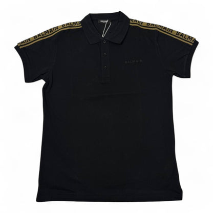 🖤 BALMAIN Black Logo Tape Polo – Elite Comfort, Timeless Power 👑
