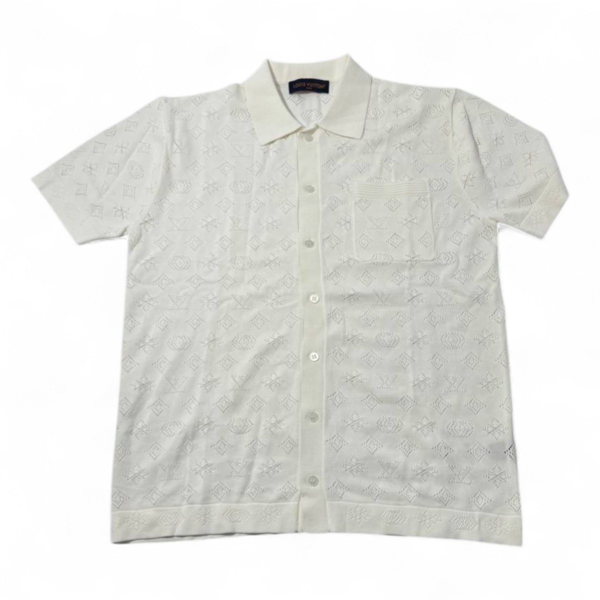 🤍 Louis Vuitton Monogram Knit Shirt – Elegant Texture, Timeless Style ✨