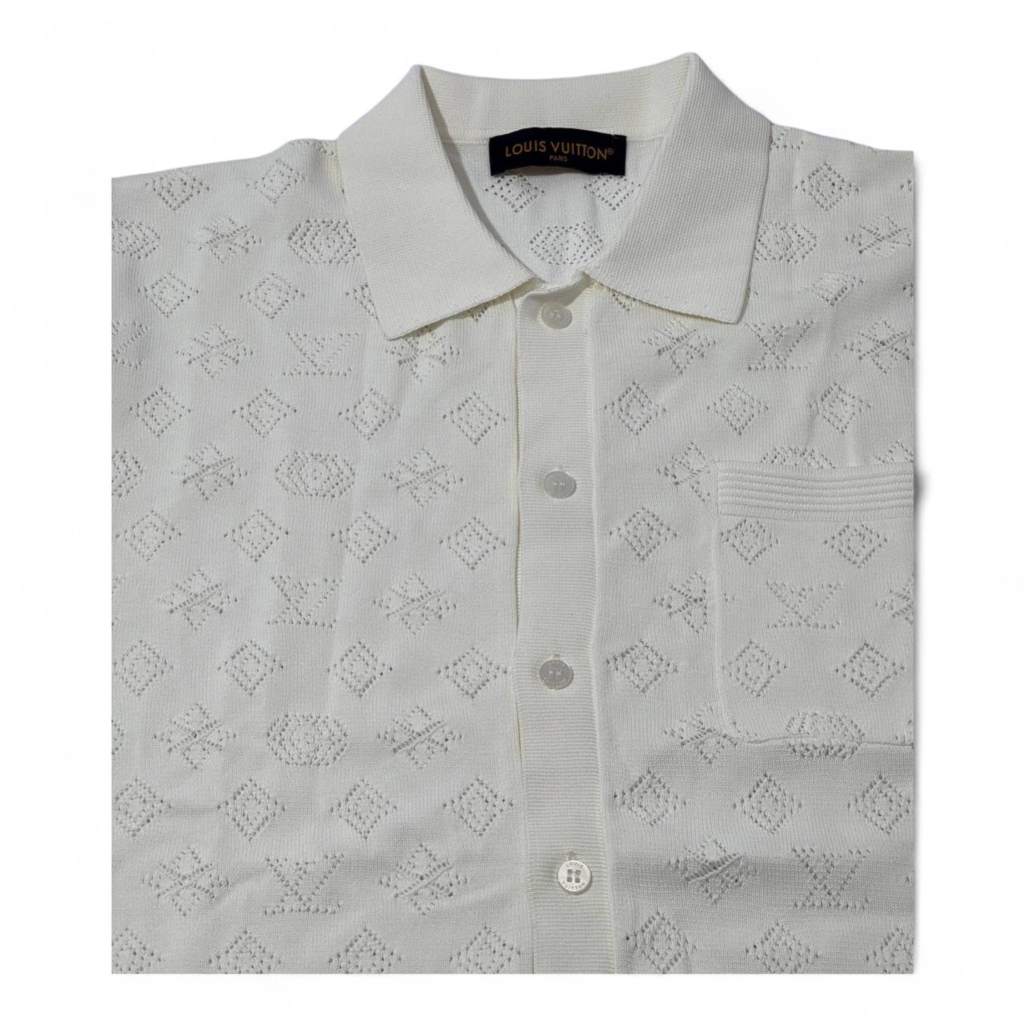 🤍 Louis Vuitton Monogram Knit Shirt – Elegant Texture, Timeless Style ✨