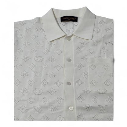 🤍 Louis Vuitton Monogram Knit Shirt – Elegant Texture, Timeless Style ✨