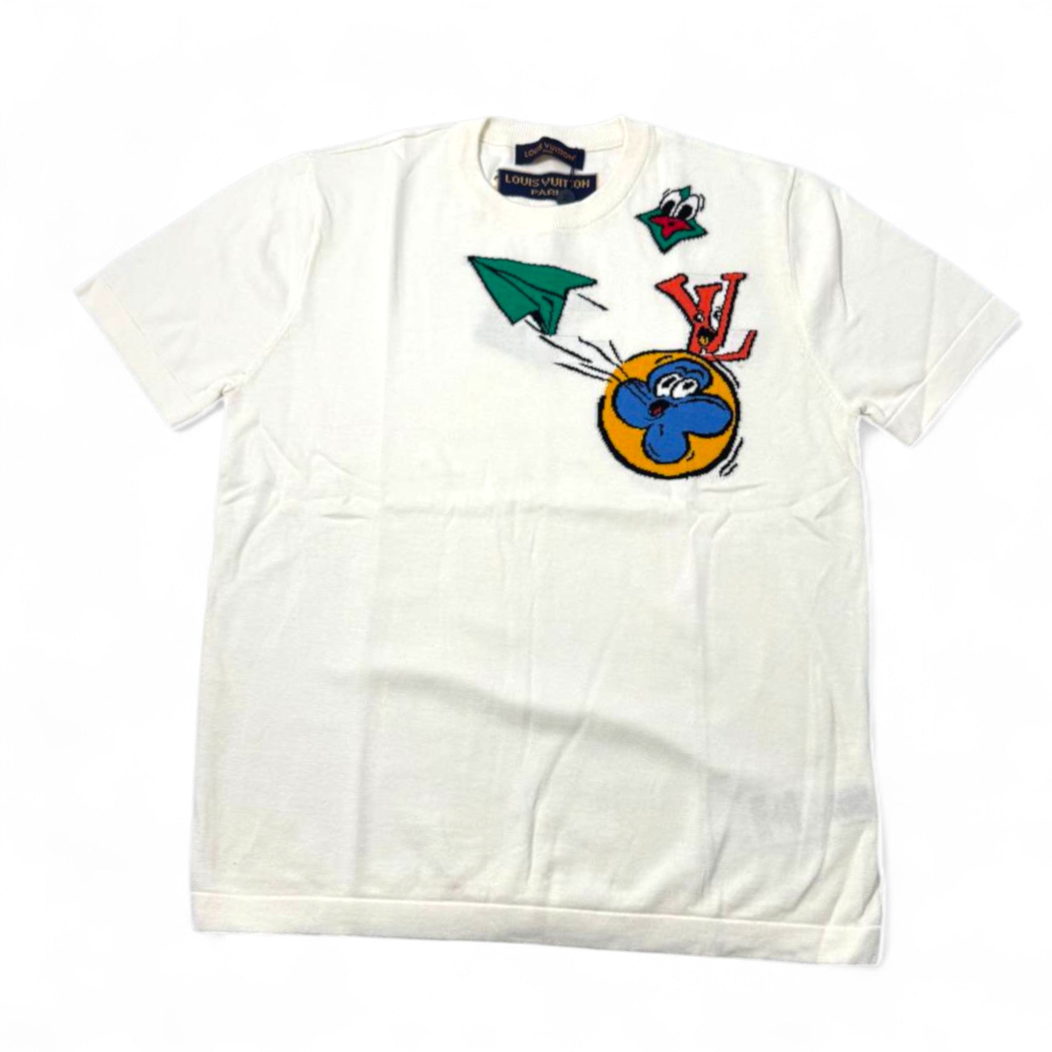 🎨 Louis Vuitton Cartoon Patch Tee – Playful Luxury in Motion 💥