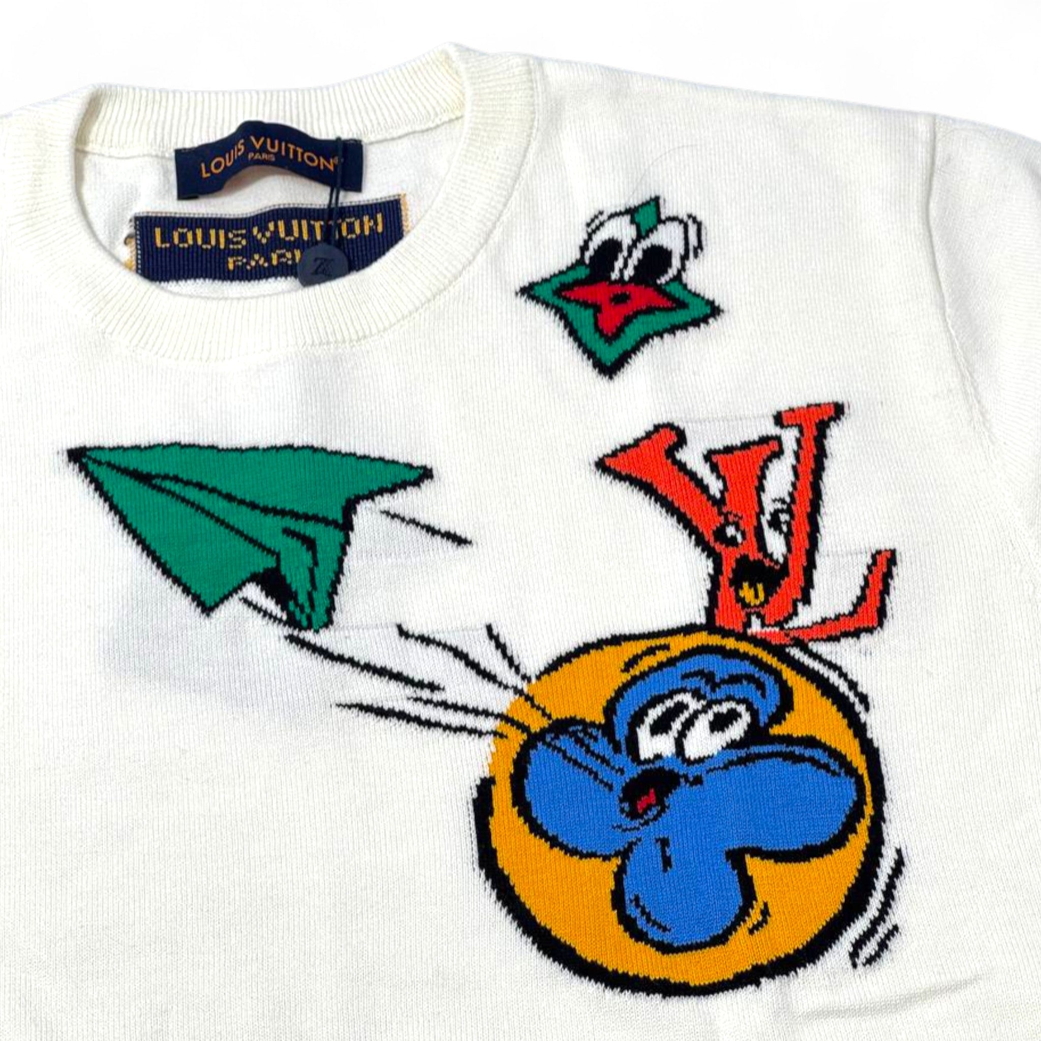 🎨 Louis Vuitton Cartoon Patch Tee – Playful Luxury in Motion 💥