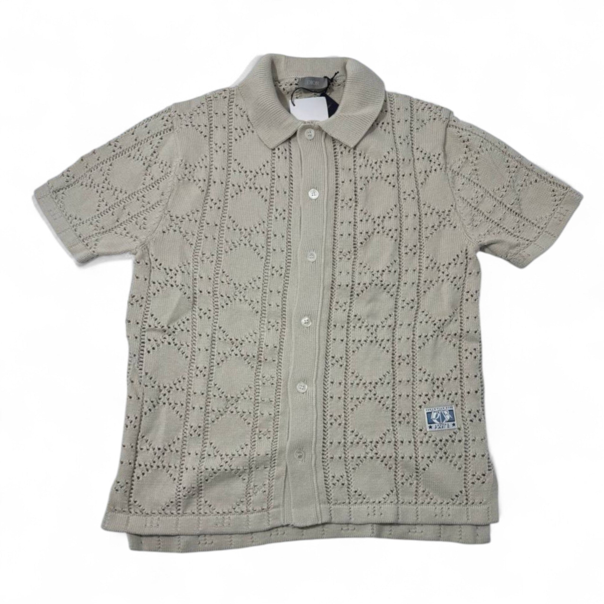 🌾 Dior Beige Crochet Knit Shirt – Soft Texture, Subtle Luxury 🤎