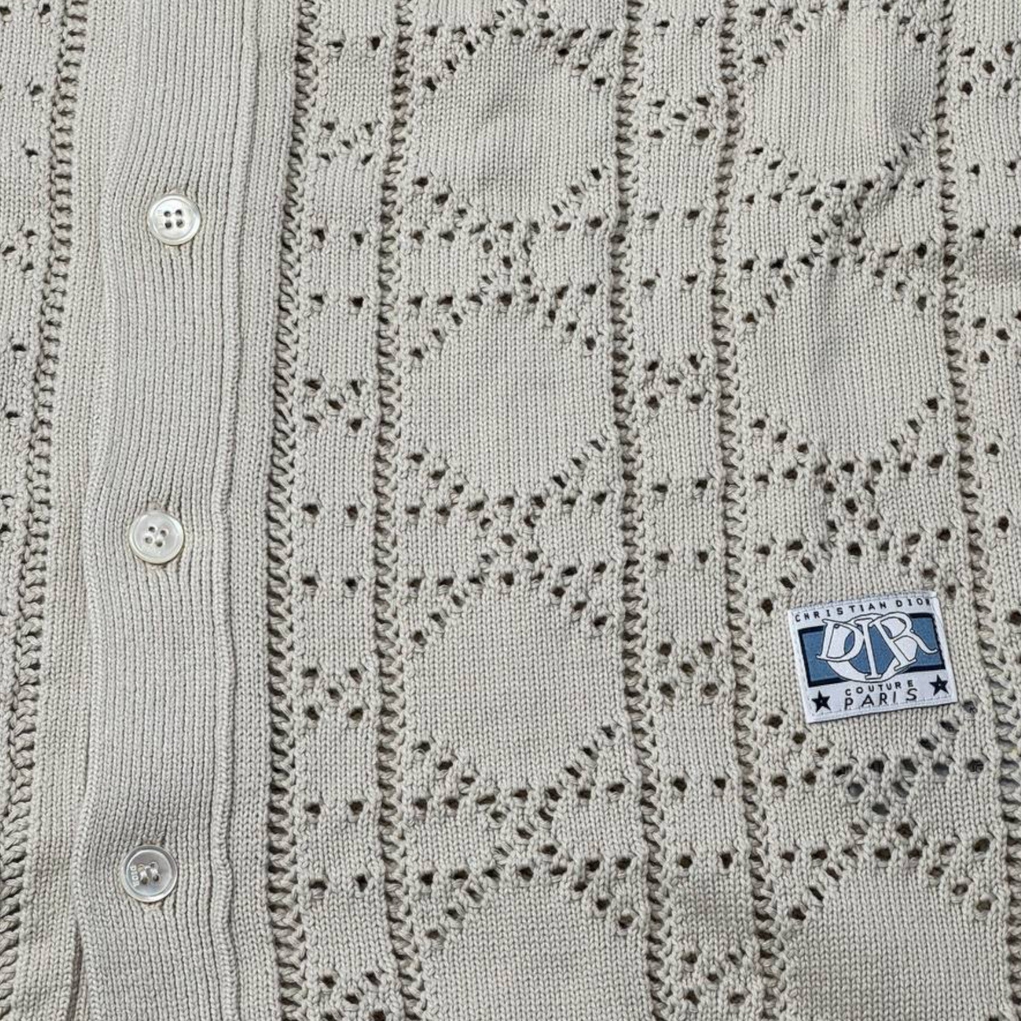 🌾 Dior Beige Crochet Knit Shirt – Soft Texture, Subtle Luxury 🤎