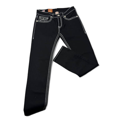 🧵 True Religion Black Contrast Stitch Jeans – Iconic Detail, Bold Attitude 🔥