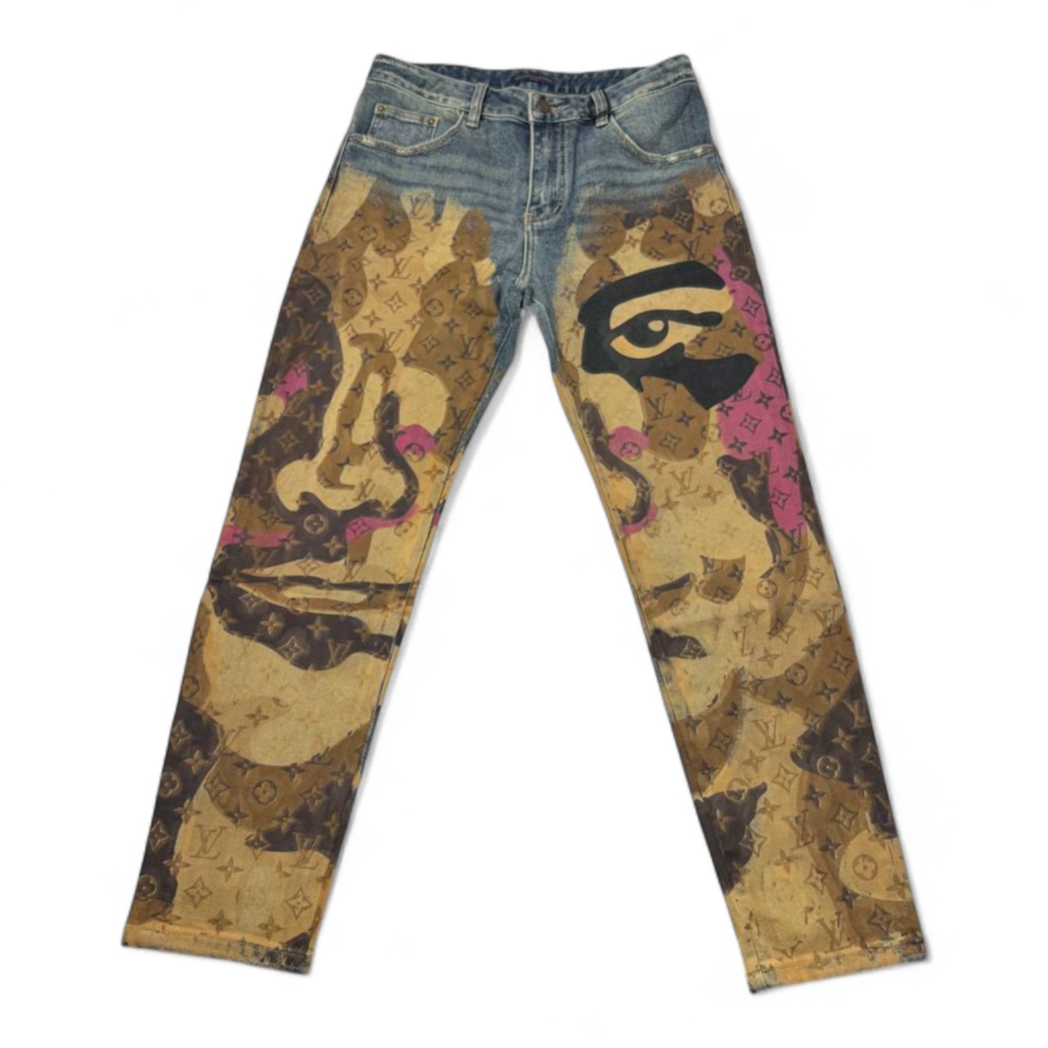 🎨 Louis Vuitton x Custom Art Denim – Statement Jeans with Gallery Energy 🖼️