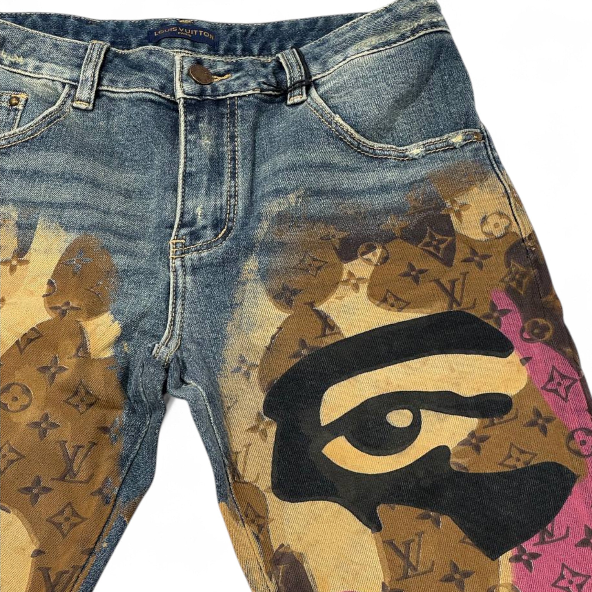 🎨 Louis Vuitton x Custom Art Denim – Statement Jeans with Gallery Energy 🖼️