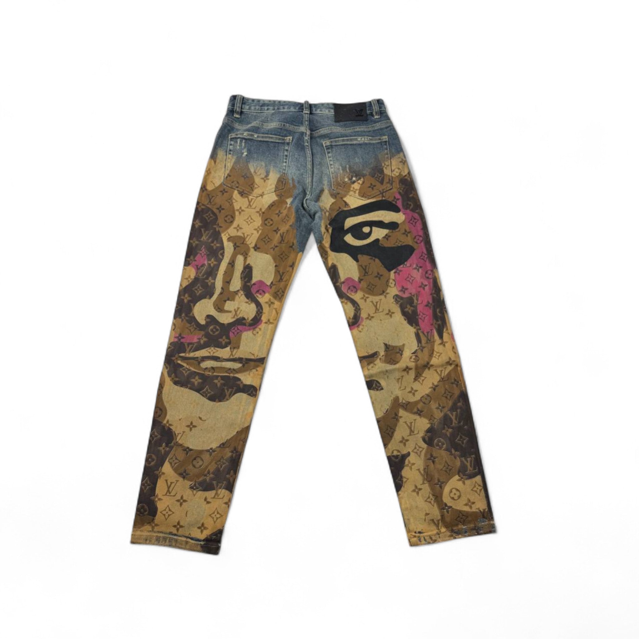 🎨 Louis Vuitton x Custom Art Denim – Statement Jeans with Gallery Energy 🖼️