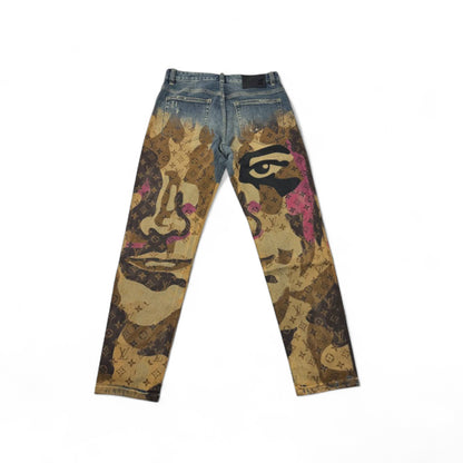 🎨 Louis Vuitton x Custom Art Denim – Statement Jeans with Gallery Energy 🖼️