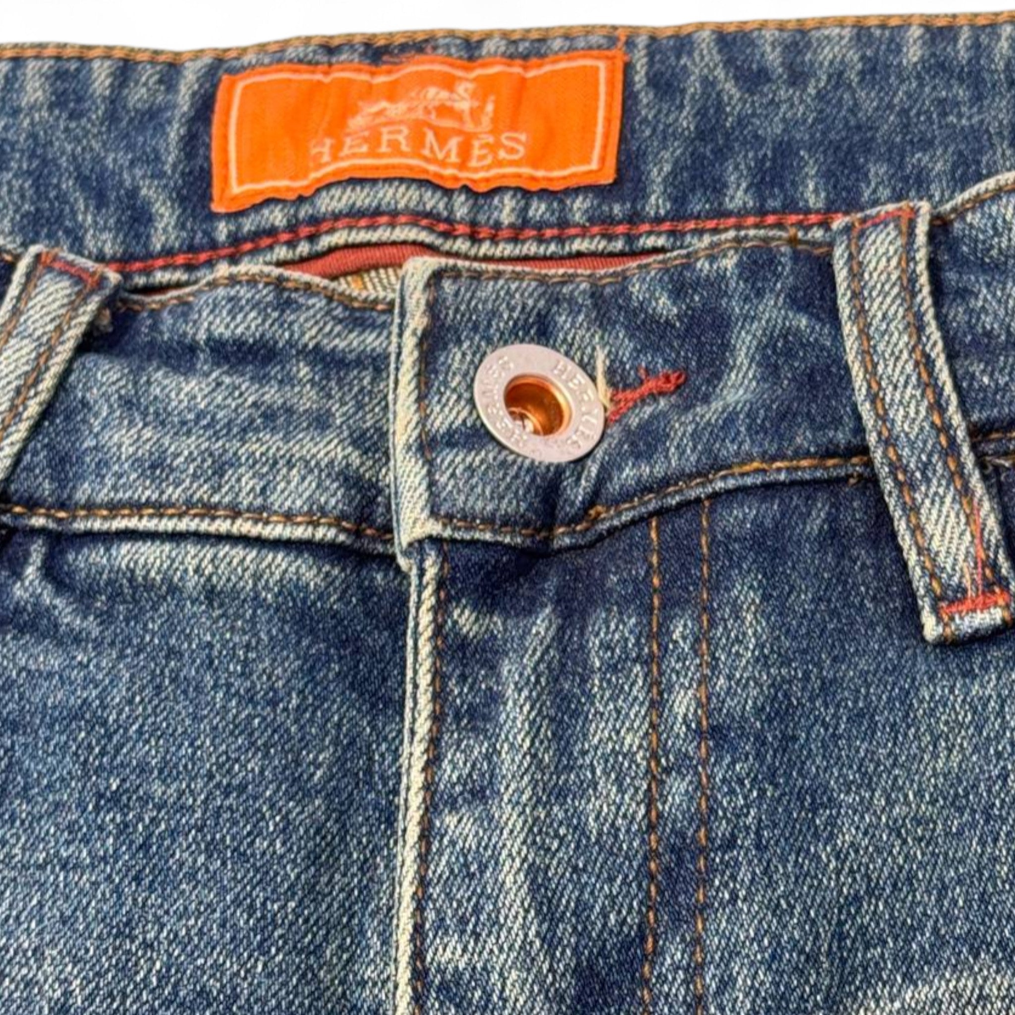 🧵 HERMÈS Embroidered Denim Jeans – Classic Craft, Playful Luxury 🎨