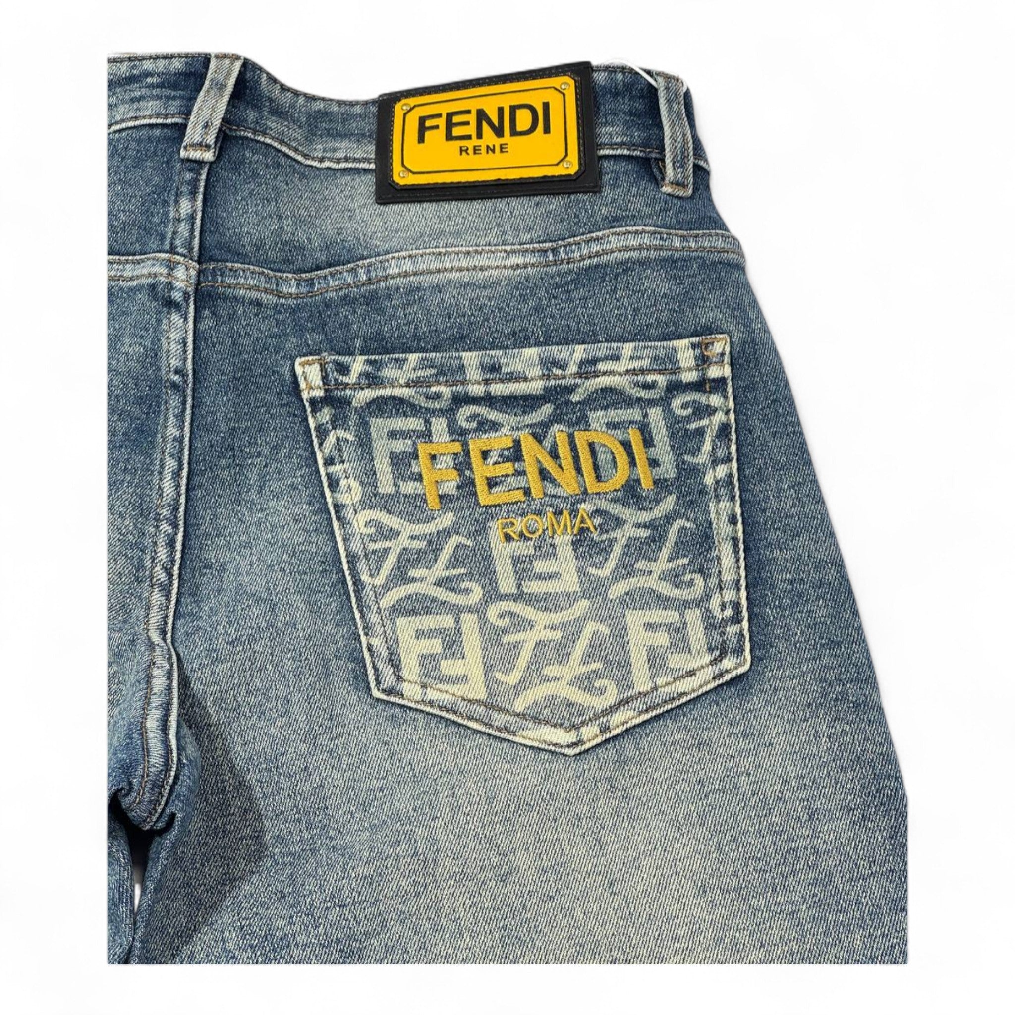 💛 FENDI Roma Logo Pocket Jeans – Italian Craft with Iconic Edge 🇮🇹