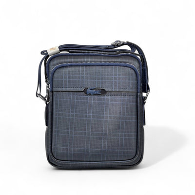 🐊 Lacoste Navy Grid Crossbody Bag – Timeless Sport-Luxury Redefined