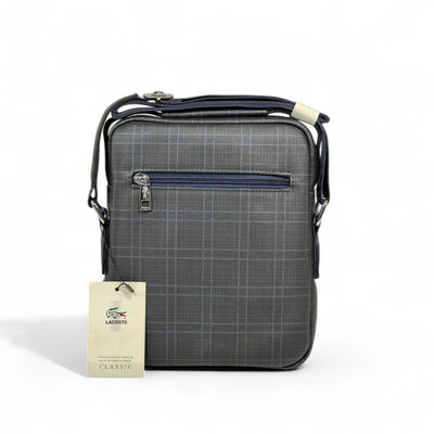 🐊 Lacoste Navy Grid Crossbody Bag – Timeless Sport-Luxury Redefined