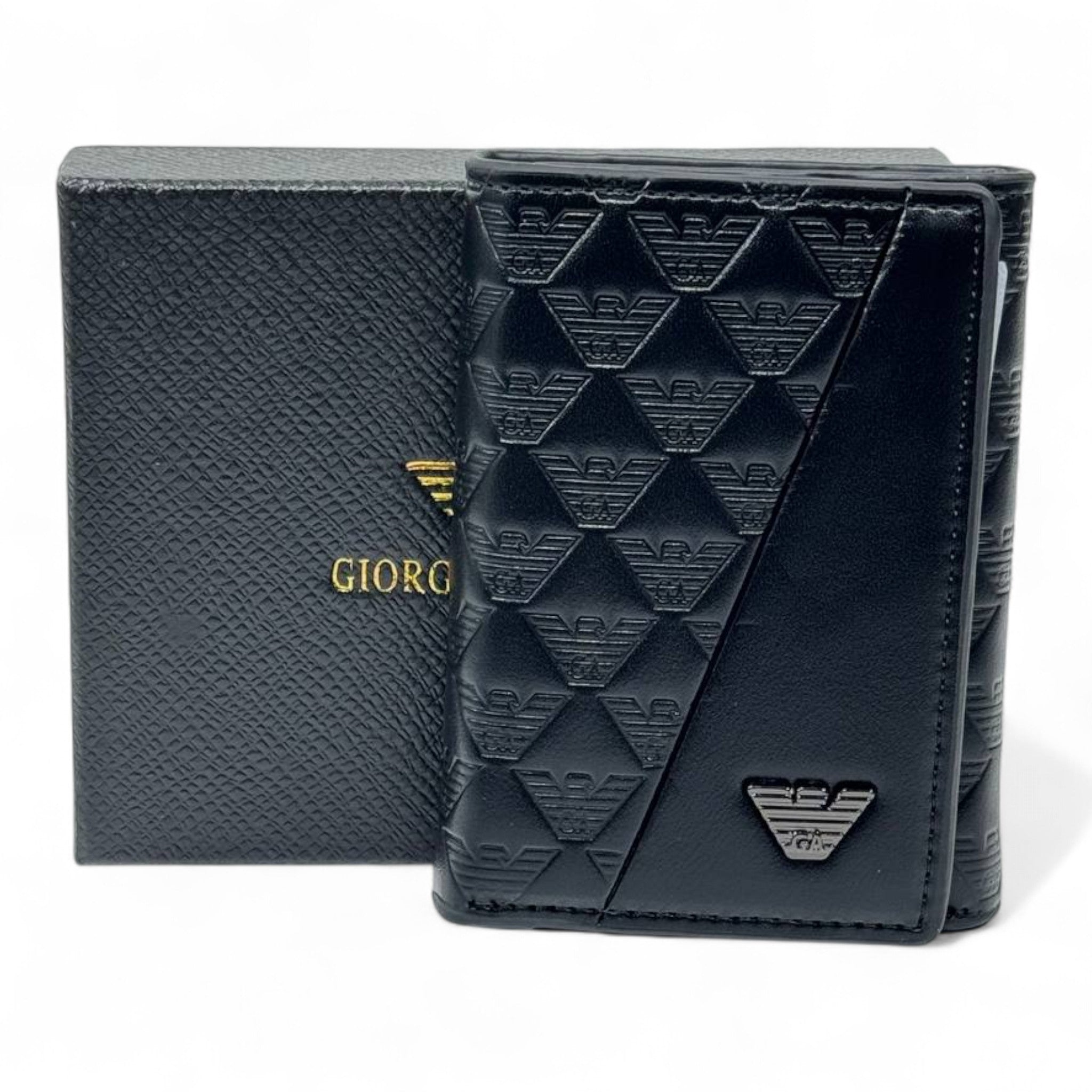 🖤 Giorgio Armani Black Embossed Wallet – Italian Craft, Modern Prestige
