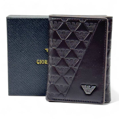 🤎 Giorgio Armani Brown Embossed Wallet – Distinctive Elegance, Italian Perfection