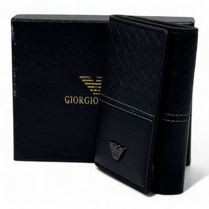 🖤 Giorgio Armani Woven Leather Wallet – Italian Texture, Timeless Taste