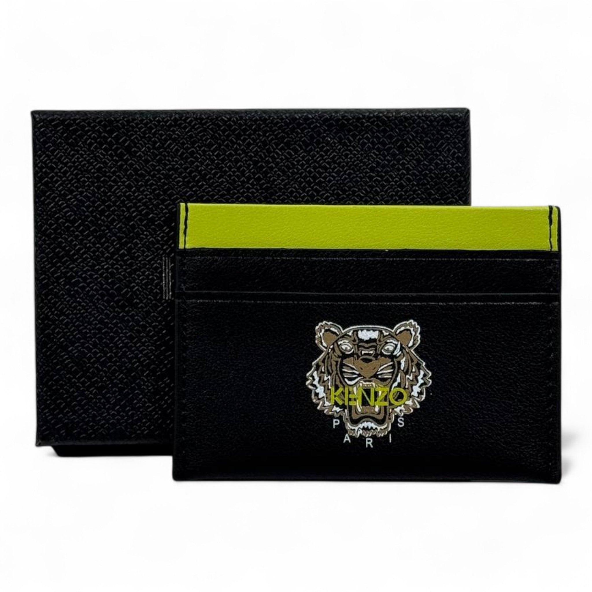 🟢 Kenzo Paris Black & Neon Green Tiger Card Holder – Bold Energy, Iconic Design