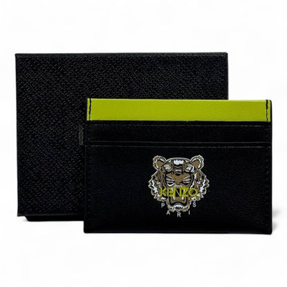 🟢 Kenzo Paris Black & Neon Green Tiger Card Holder – Bold Energy, Iconic Design