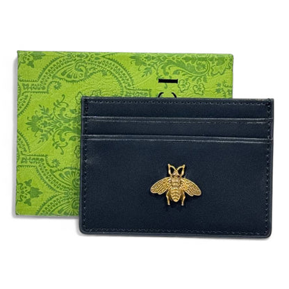 💚 Gucci Black & Gold Bee Card Holder – Classic Elegance with a Touch of Nature
