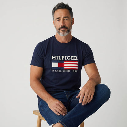 Tommy Hilfiger Classic Flag Logo T-Shirt – Navy Edition 🇺🇸🔥