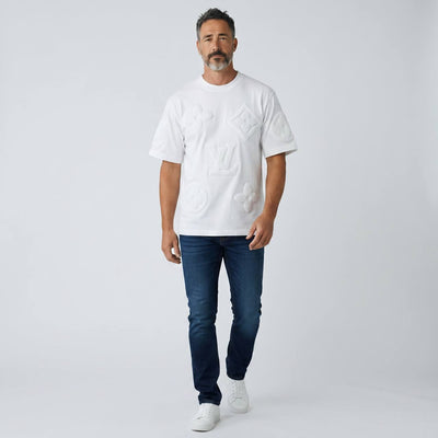 Louis Vuitton Monogram Embossed Premium T-Shirt – White Edition 🤍✨