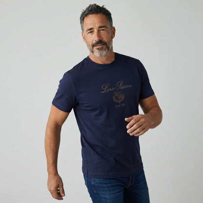 Loro Piana Heritage Signature Cotton T-Shirt – Navy Blue ✨