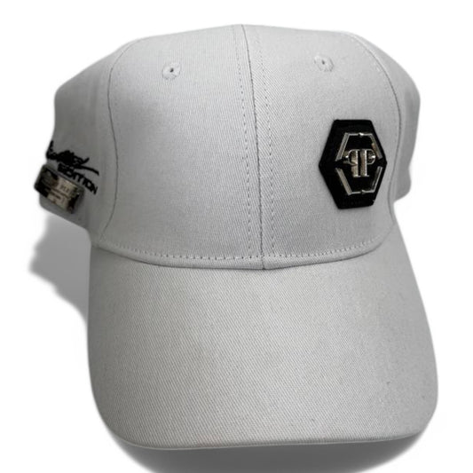 Philipp Plein White Baseball Cap with Signature Hexagon Logo