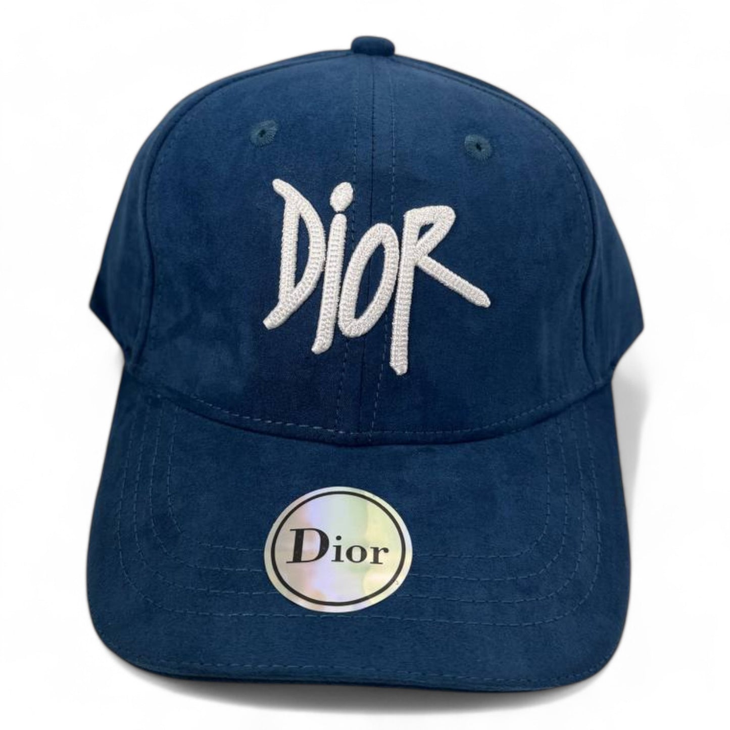 Dior Blue Suede Baseball Cap with Embroidered Logo