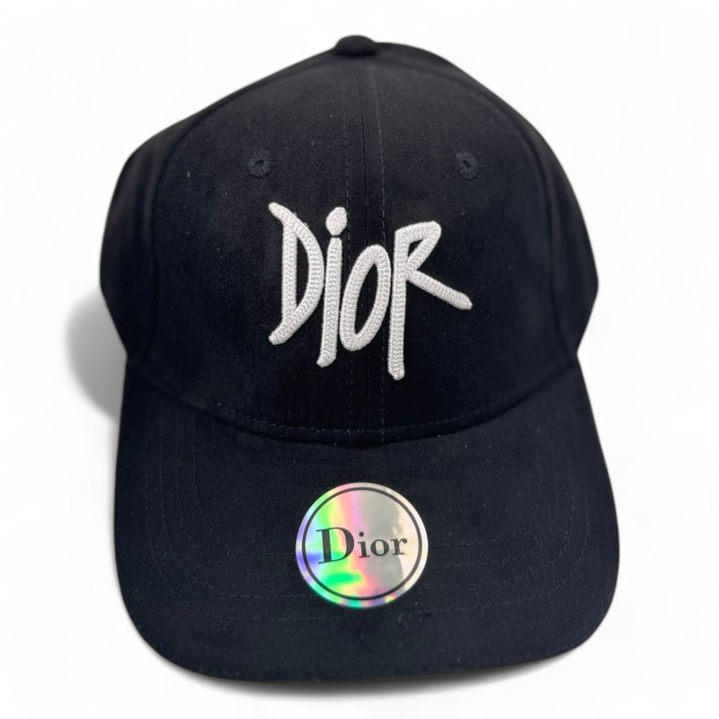 Dior Blue Suede Baseball Cap with Embroidered Logo