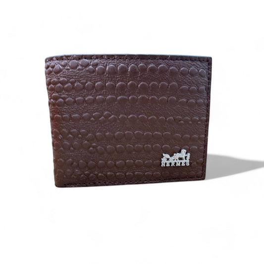 Classic Hermès Wallet in Embossed Brown Leather