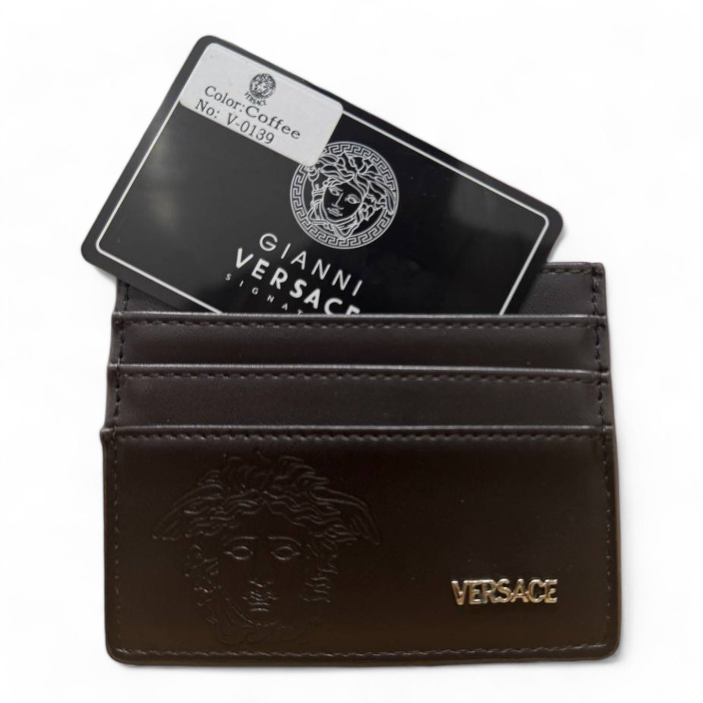 Versace Coffee Leather Card Holder