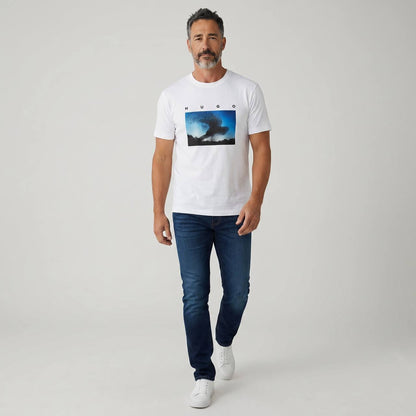 Hugo Abstract Graphic T-Shirt – Off White Edition 🎨✨