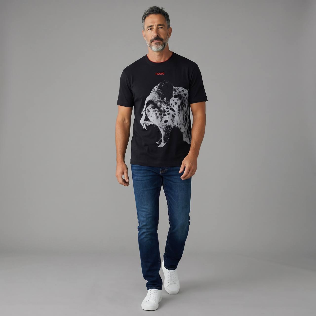 Hugo Roaring Panther Graphic T-Shirt – Black Edition 🐆🖤