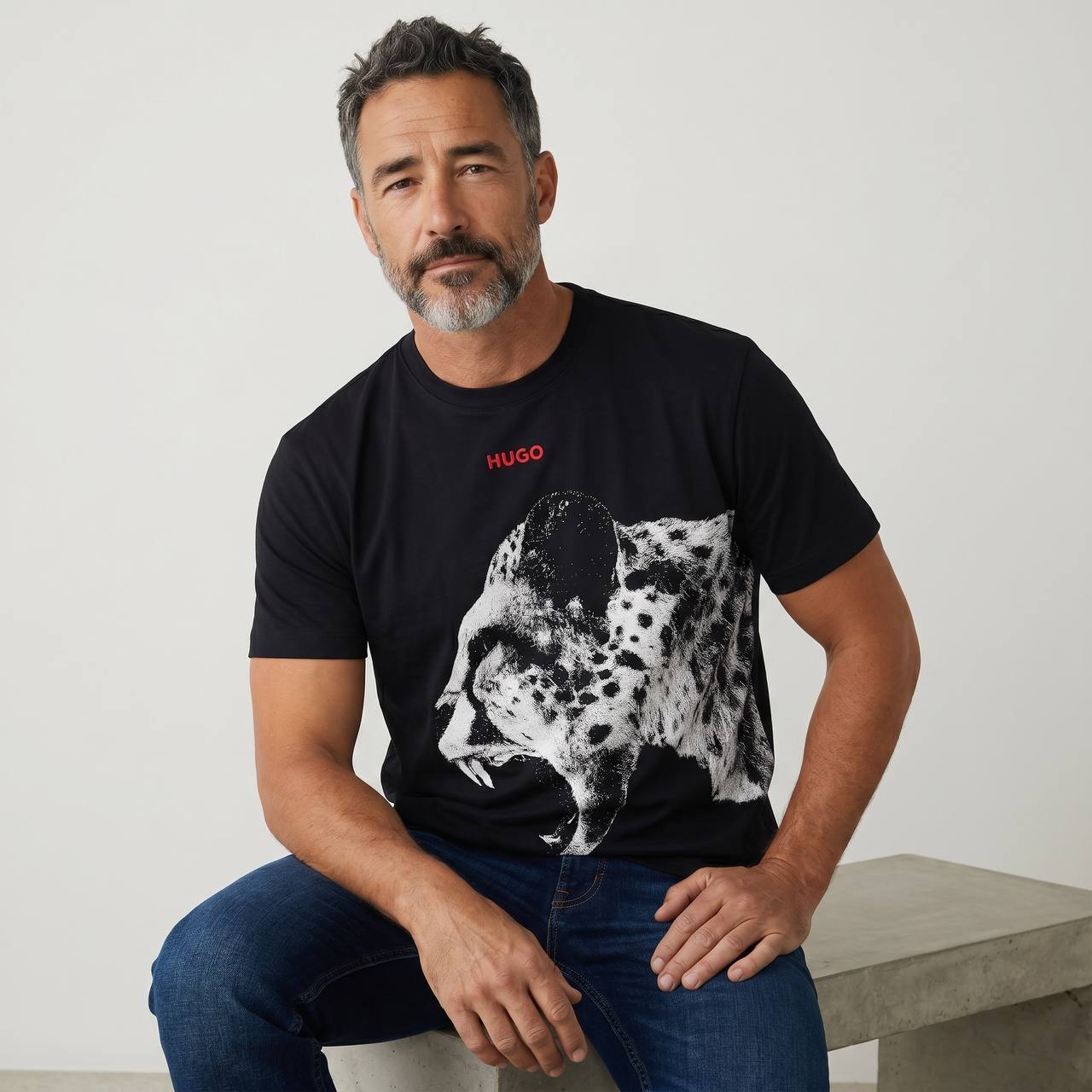 Hugo Roaring Panther Graphic T-Shirt – Black Edition 🐆🖤