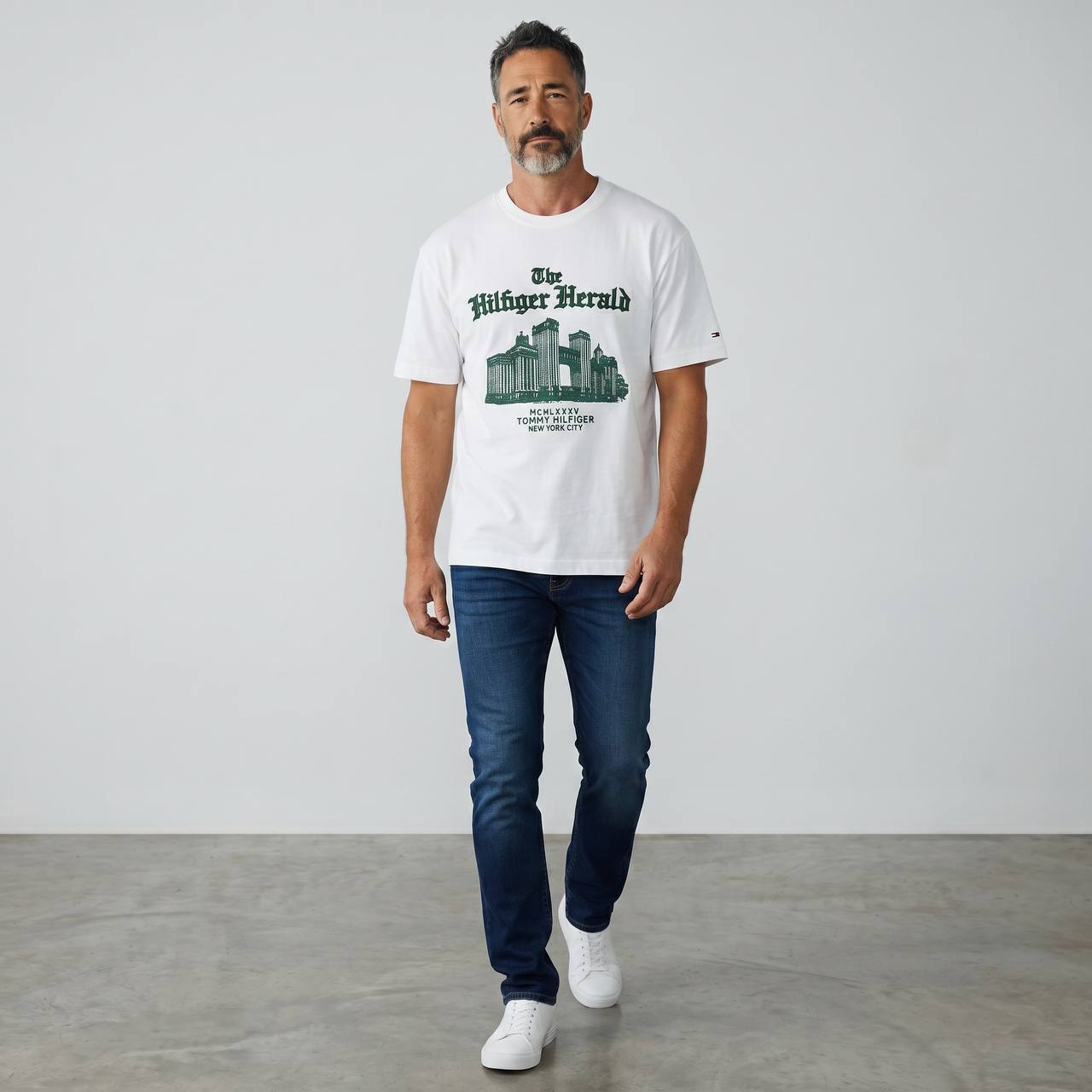 Tommy Hilfiger “The Hilfiger Herald” Graphic T-Shirt 🏙️🤍