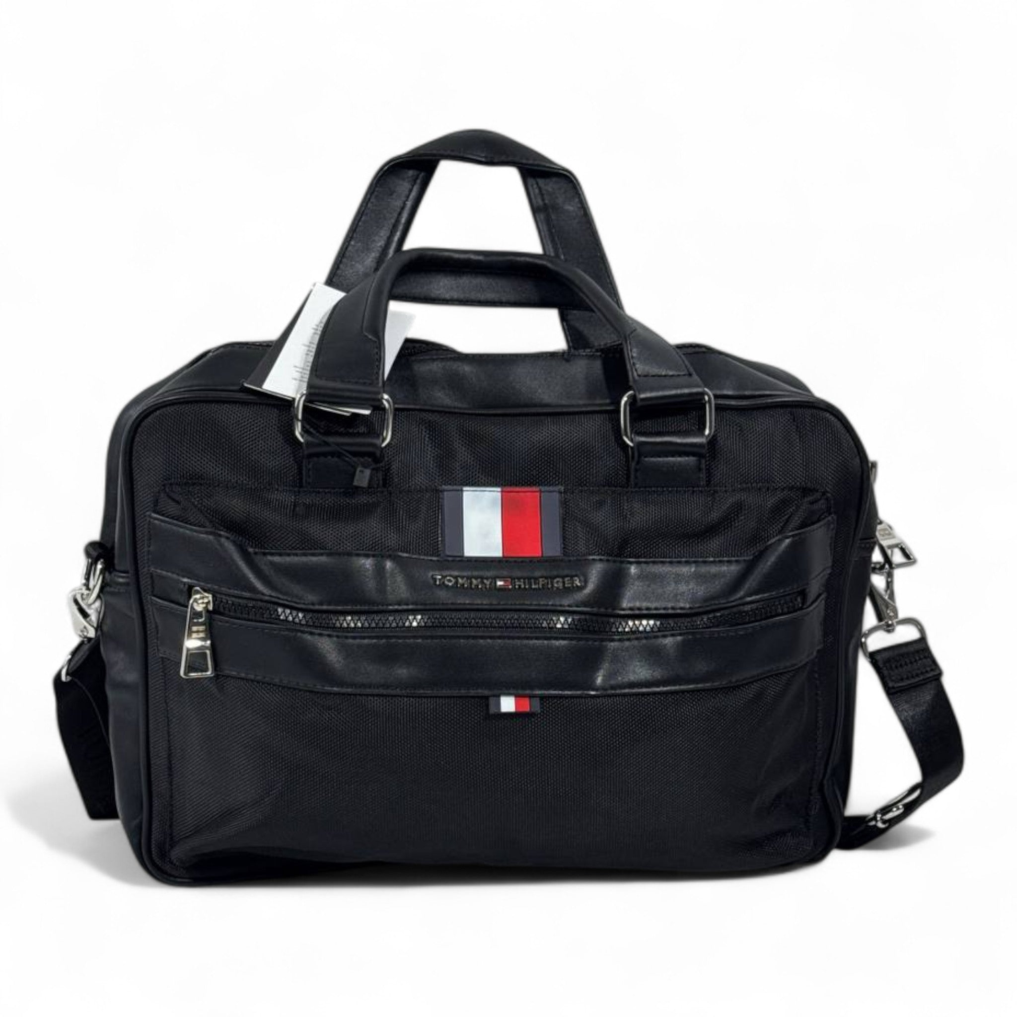 Tommy Hilfiger Business Travel Bag – Black Leather Edition 🖤 | Elegant Work & Travel Companion