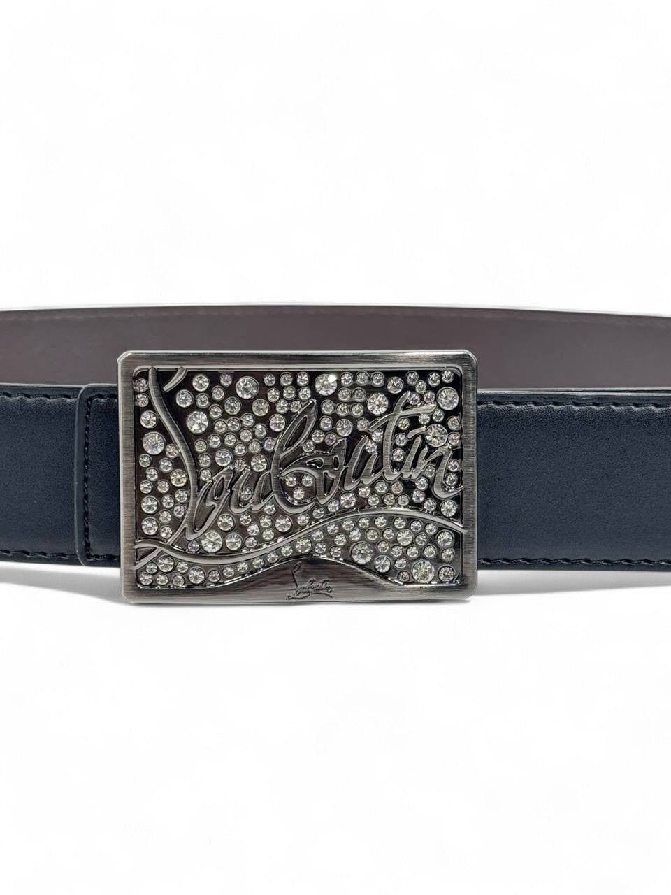 Christian Louboutin™ Black Crystal Signature Belt ✨ (125 cm | Luxury Edition)