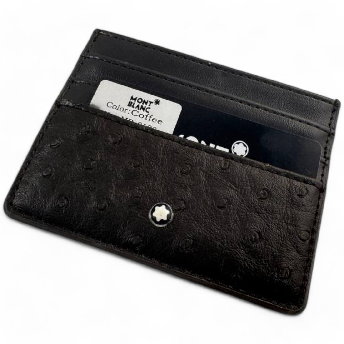 Montblanc Black Ostrich Leather Card Holder