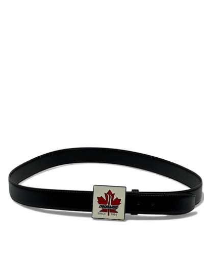 🍁 Dsquared2 Maple Leaf Leather Belt – Black Edition (130 cm) 🍁
