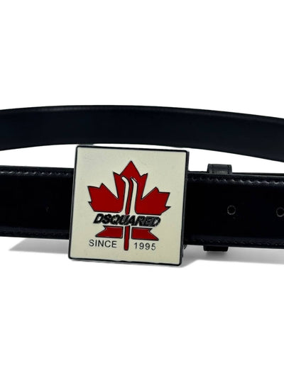 🍁 Dsquared2 Maple Leaf Leather Belt – Black Edition (130 cm) 🍁