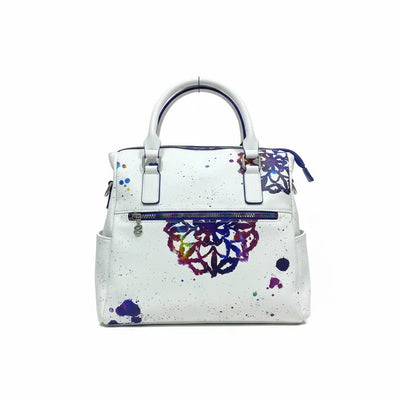 Desigual Artistic White Handbag – Splash Heart Design Tote 🎨👜 | Statement Collection
