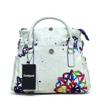 Desigual Artistic White Handbag – Splash Heart Design Tote 🎨👜 | Statement Collection