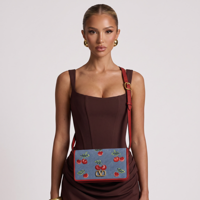 🍒 Valentino Cherry Denim Crossbody Bag