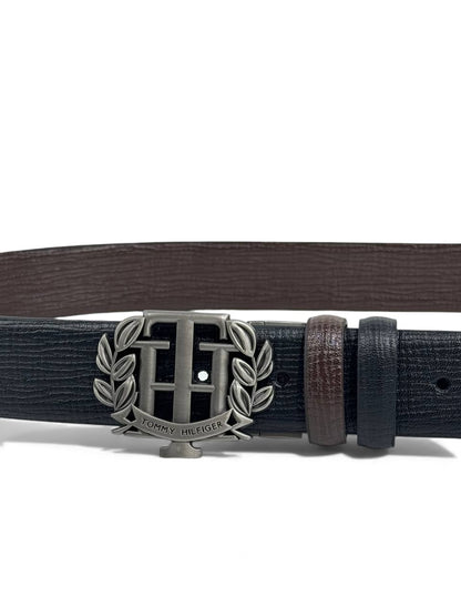 🖤 Tommy Hilfiger Crest Reversible Leather Belt – Black & Brown (110 cm) 🖤